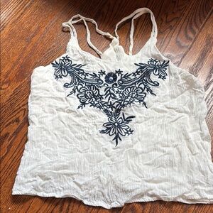 Embroidered White Tank Top